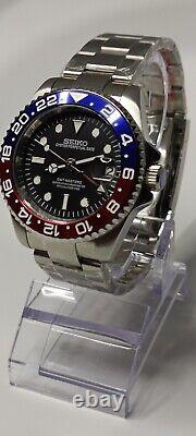 NH34 GMT Movement Custom Watch Pepsi 40mm Solid Stainless Steel