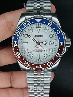 NH34 GMT Movement Custom Watch White Pepsi 40mm Solid Stainless Steel