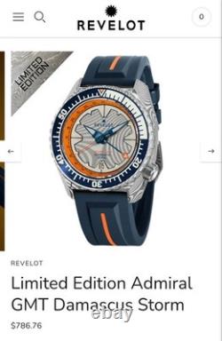 NIB Revelot Admiral GMT Damascus Automatic Watch #22/30