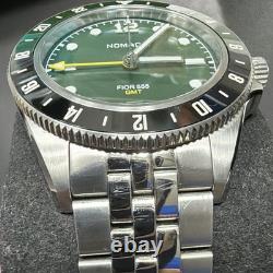 NOMADIC FIOR 555 GMT Automatic Green Dial Stainless Bracelet 50M w Box Manual