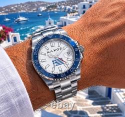 Naxos GMT Automatic Greece Edition NH34 Sapphire Crystal 200M. (Made In Greece)