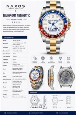 Naxos GMT Automatic Trump MAGA Edition NH34 Sapphire Crystal 200M (High Quality)