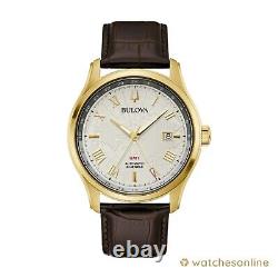 New Bulova Men's Wilton GMT Automatic Brown Calendar 43MM Watch 97B210
