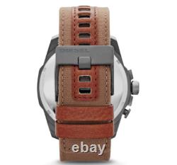 New Diesel Mens World time Watch DZ4306 Brown Canvas Band, Black Dial/No box