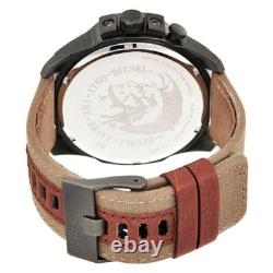 New Diesel Mens World time Watch DZ4306 Brown Canvas Band, Black Dial/No box