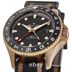 New Hamilton Khaki Navy Scuba Auto GMT Black Dial Fabric Men's Watch H82565930