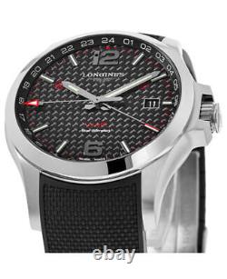 New Longines Conquest V. H. P. 41mm GMT Quartz Black Men's Watch L3.718.4.66.9