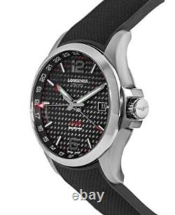 New Longines Conquest V. H. P. 41mm GMT Quartz Black Men's Watch L3.718.4.66.9