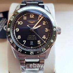 New Longines Spirit Zulu Time 39mm Anthracite Dial GMT Men's Watch L38024636