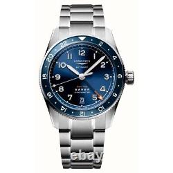 New Longines Spirit Zulu Time 39mm Blue Dial GMT Steel Men's Watch L38024936