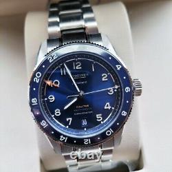 New Longines Spirit Zulu Time 39mm Blue Dial GMT Steel Men's Watch L38024936