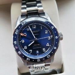 New Longines Spirit Zulu Time 39mm Blue Dial GMT Steel Men's Watch L38024936