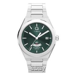 New Q Timex Continental Classic GMT Green Dial 39mm Watch TW2Y24800