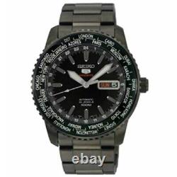 New Seiko 5 SRP129K1 Sport World Time Automatic Full Black 24 Jewels GMT