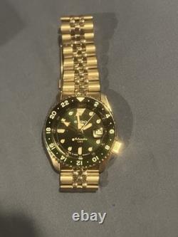 New Seiko 5 Sports SKX Sports GMT Green Dial Stainless Steel Watch SSK035