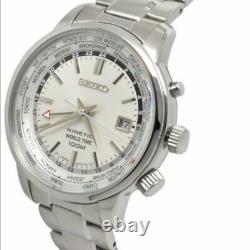 New Seiko Kinetic SUN067P1 GMT World Time Watch 5M85 Stainless Steel 100m