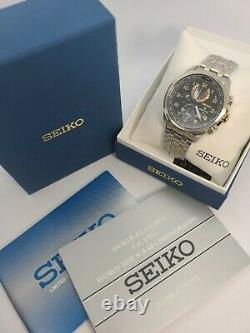 New Seiko Prospex SSC508 Black Dial World Time Solar Two Tone Men's Watch