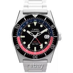 New Timex TW2W95300 Deep Water Reef 200 GMT black red blue silver Men's Watch
