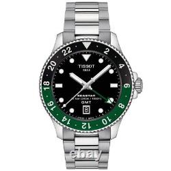 New Tissot Seastar 1000 40mm Quartz GMT Black-Green Men's Watch T1208521105100