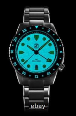 New Zelos MAKO 300M GMT CRACKED ICE 40mm Automatic STEEL Watch DEALER & WARRANTY