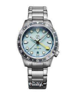 New Zelos MAKO 300M GMT SKY BLUE 40mm Automatic STEEL Watch DEALER & WARRANTY