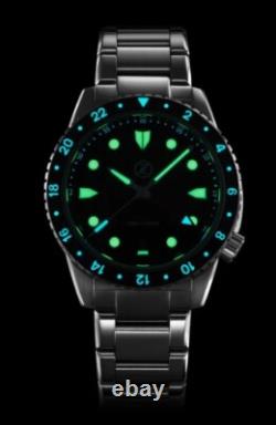 New Zelos MAKO 300M GMT SKY BLUE 40mm Automatic STEEL Watch DEALER & WARRANTY