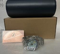 New Zelos MAKO 300M GMT SKY BLUE 40mm Automatic STEEL Watch DEALER & WARRANTY