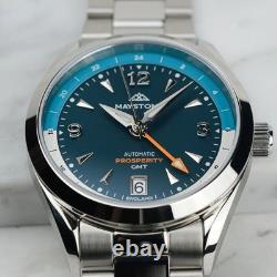 New in Box Maystone Serene Skies GMT Automatic Watch, 100m water resistant, nice