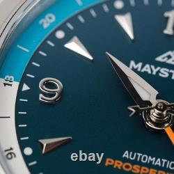 New in Box Maystone Serene Skies GMT Automatic Watch, 100m water resistant, nice