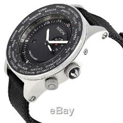 Nixon Passport Swiss GMT World-Time Black Nylon Strap Men's Watch A32100000 $400