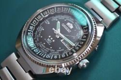 Nos! Orient WD WORLD Diver Sport Men's Wrist Watch DAY DATE GMT World Time R