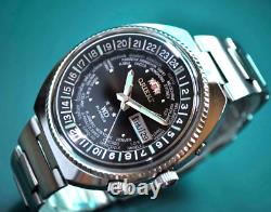 Nos! Orient WD WORLD Diver Sport Men's Wrist Watch DAY DATE GMT World Time R