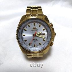 ORIENT Overseas Model GMT World Time 45mm Wristwatch Gold japan Working Rare
