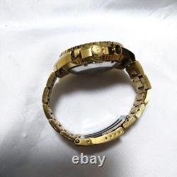 ORIENT Overseas Model GMT World Time 45mm Wristwatch Gold japan Working Rare