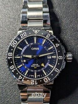 ORIS Aquis GMT Date Automatic Blue Dial Men's Watch, 300m WR, Swiss Made