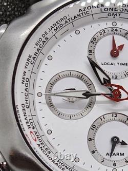 Oakley GMT World Time Alarm 43mm Steel Chronograph Watch Date Sapphire White