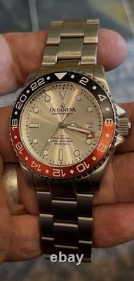Oceaneva Deep Marine Explorer GMT Quartz 1250m 44mm Silver Dial Box/Papers