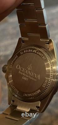 Oceaneva Deep Marine Explorer GMT Quartz 1250m 44mm Silver Dial Box/Papers