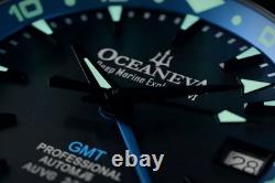 Oceaneva Deep Marine Explorer VI 6000m Titanium GMT Black Blue Automatic Watch