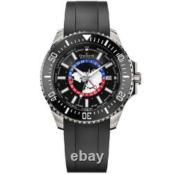 Oceaneva GMT WorldTime Grade 5 Titanium Automatic 6000m Dive Watch, Red Blue