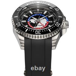 Oceaneva GMT WorldTime Grade 5 Titanium Automatic 6000m Dive Watch, Red Blue