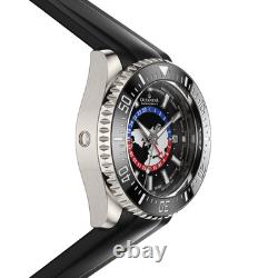 Oceaneva GMT WorldTime Grade 5 Titanium Automatic 6000m Dive Watch, Red Blue