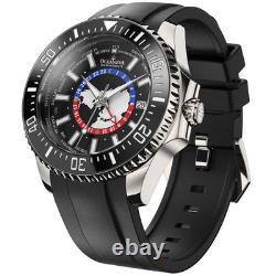 Oceaneva GMT WorldTime Grade 5 Titanium Automatic 6000m Dive Watch, Red Blue