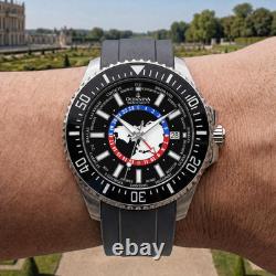 Oceaneva GMT WorldTime Grade 5 Titanium Automatic 6000m Dive Watch, Red Blue