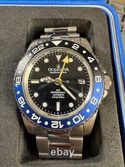 Oceaneva Men's Deep Marine Explorer GMT Automatic Batman Stainless Steel