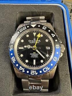 Oceaneva Men's Deep Marine Explorer GMT Automatic Batman Stainless Steel