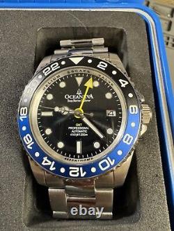 Oceaneva Men's Deep Marine Explorer GMT Automatic Batman Stainless Steel
