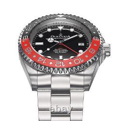 Oceaneva Men's Deep Marine Explorer GMT Watch 1250M Pro Diver Red and Black