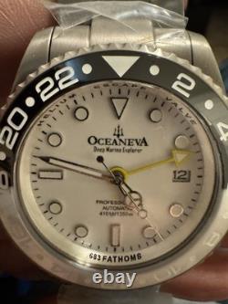 Oceaneva Men's Deep Marine Explorer GMT Watch 1250M TITANIUM With Box, Tags, Card