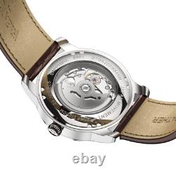 Oceaneva Men's OceanTrek GMT Automatic 200m Leather Black Watch OTBK200M34NH